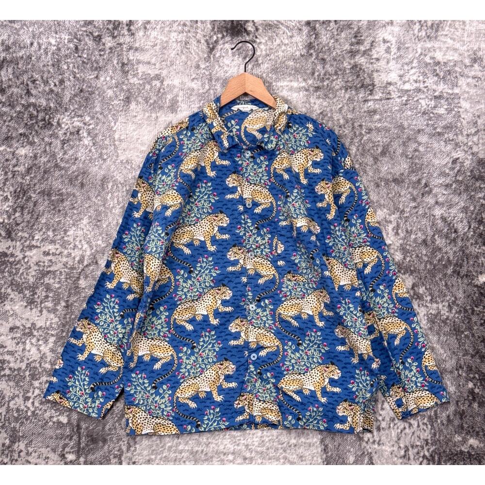Printfresh Pajama Shirt Large Mens Bagheera Tiger Blue Organic Cotton